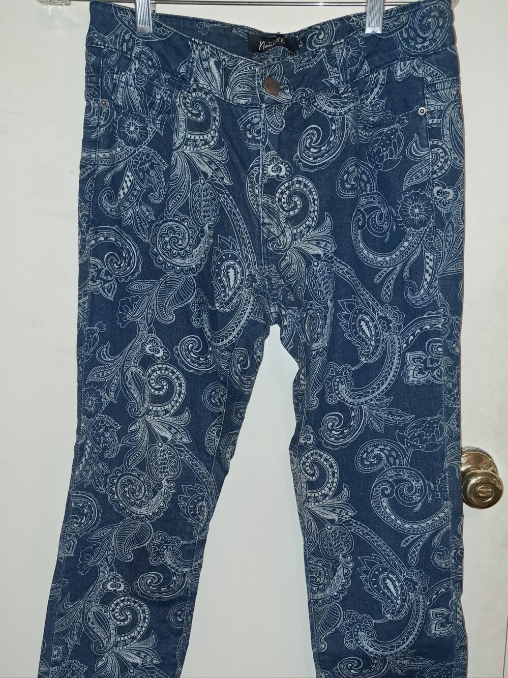Nannette Lepore Blue and White Paisley Jeans